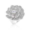 Large Flower Cubic Zirconia Cocktail Ring