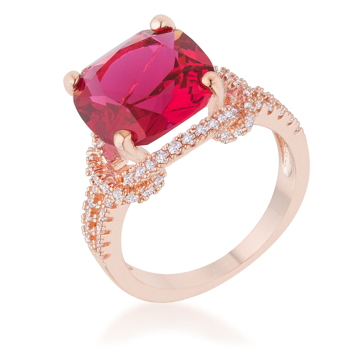 Charlene Ruby CZ Rose Gold Statement Ring