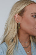 Golden Feather Drop Earrings - Bronze