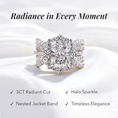 ✨ 2-in-1 Radiant Cut Stackable Ring Set – One Ring, Endless Elegance 💎